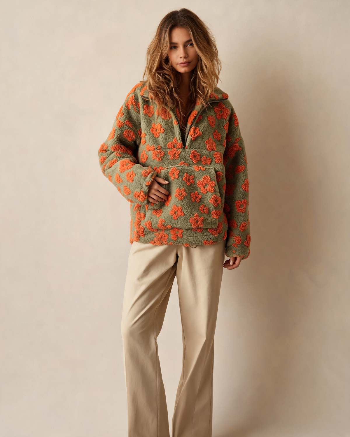 Half-Zip Sweater – Louna Floral Teddy