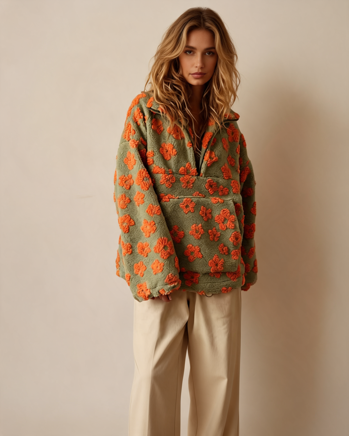 Half-Zip Sweater – Louna Floral Teddy