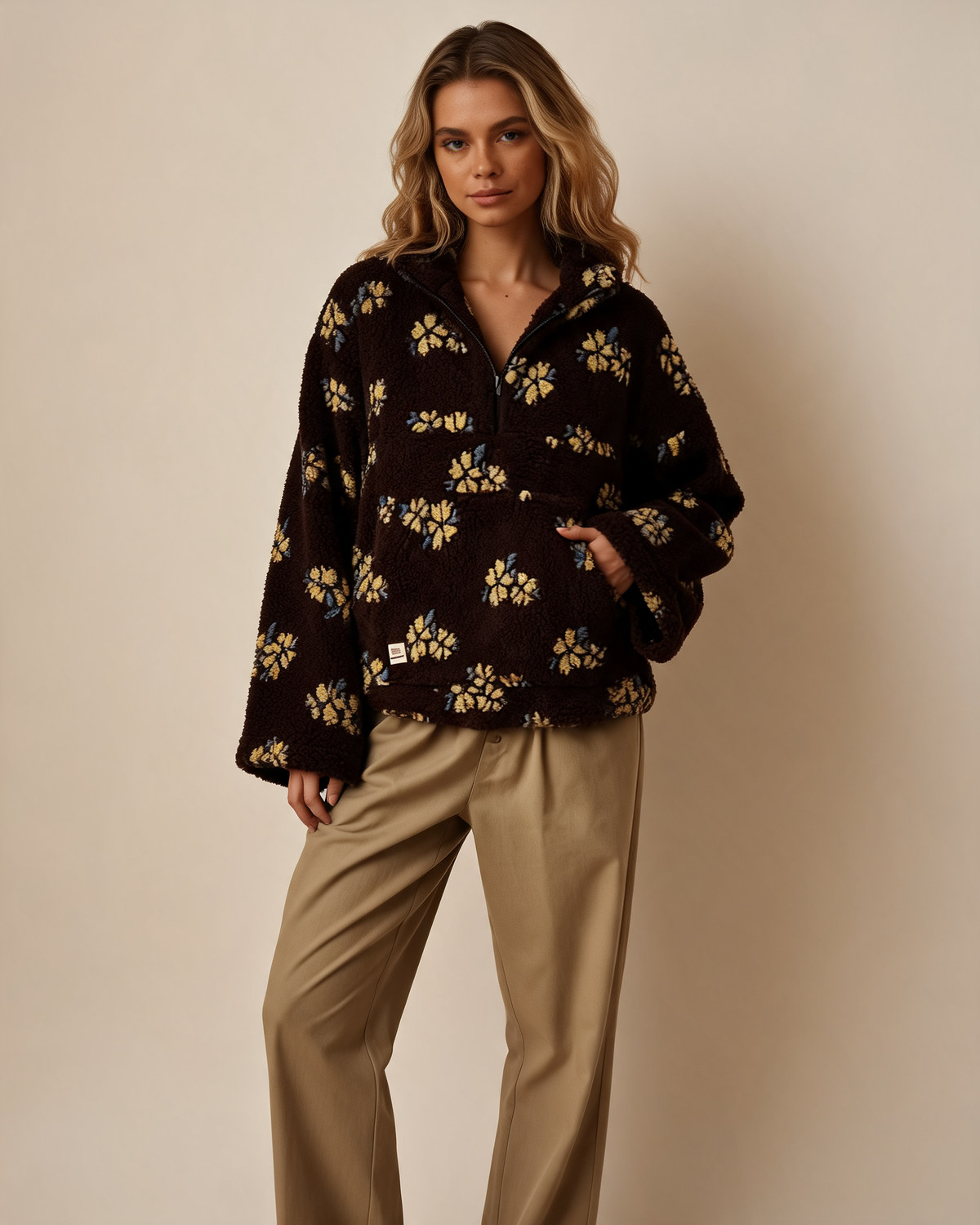Half-Zip Sweater – Louna Floral Teddy