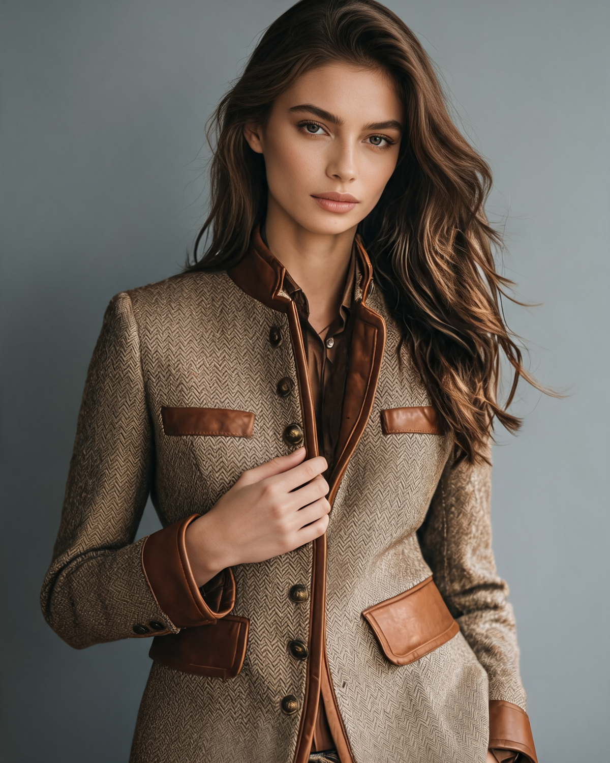Tweed Jacket – Arielle Herringbone Leather-Trim