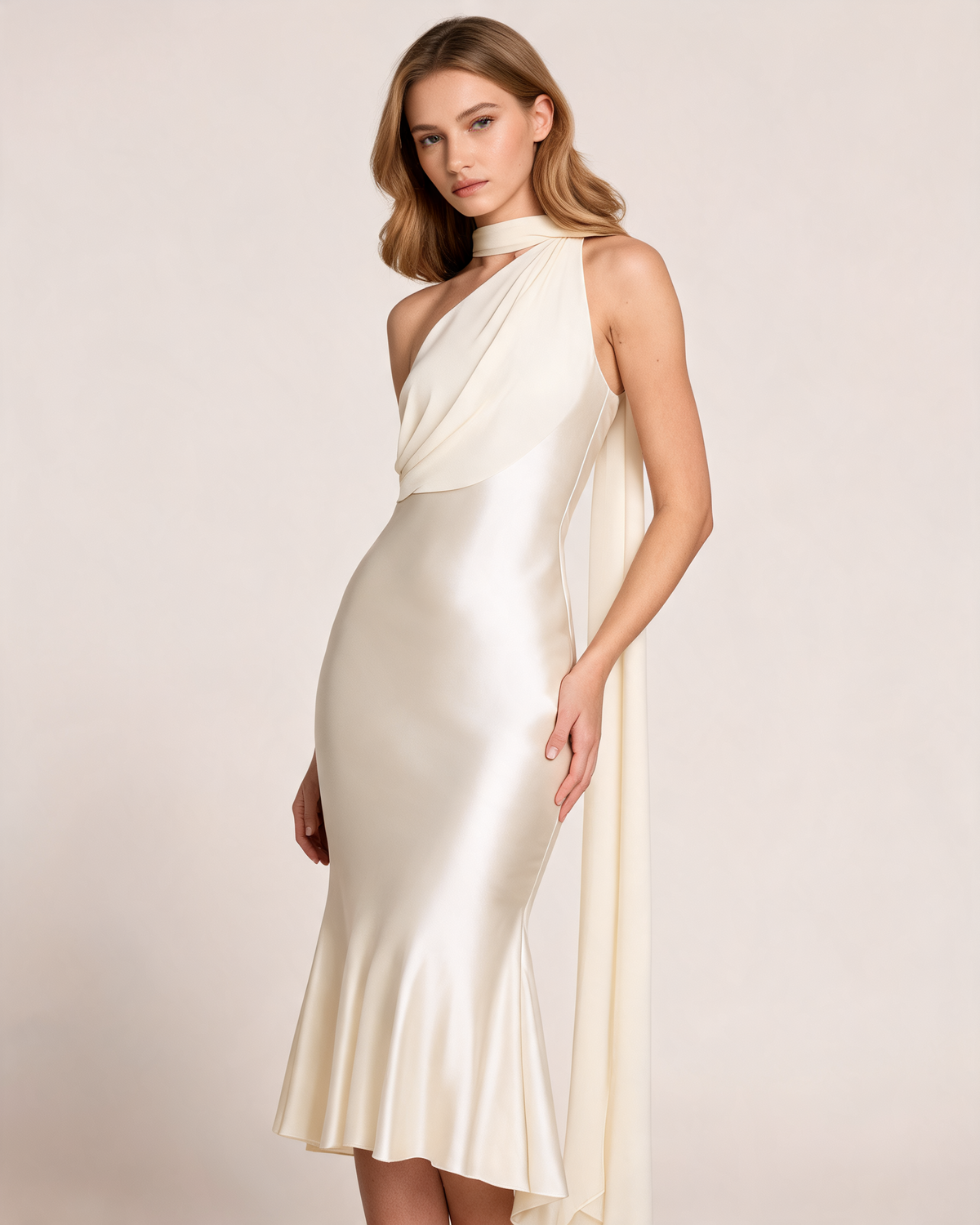 Satin Dress – Delara Scarf Detail Midaxi