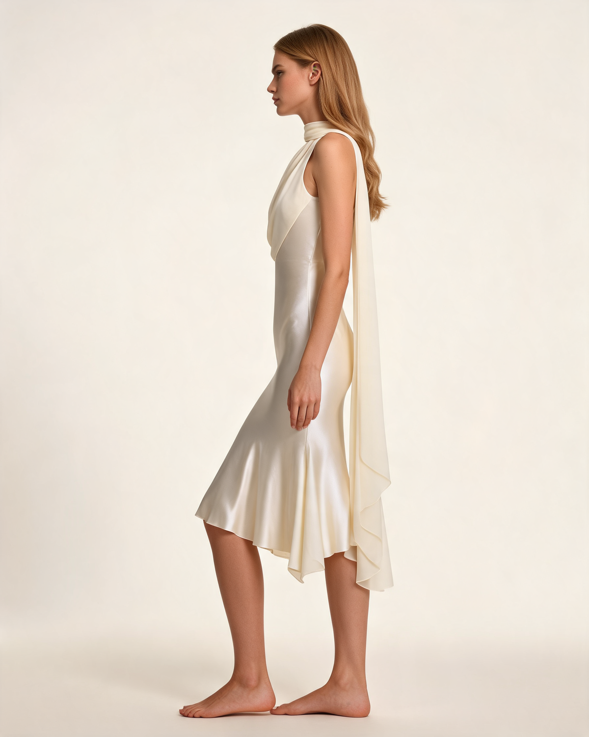 Satin Dress – Delara Scarf Detail Midaxi