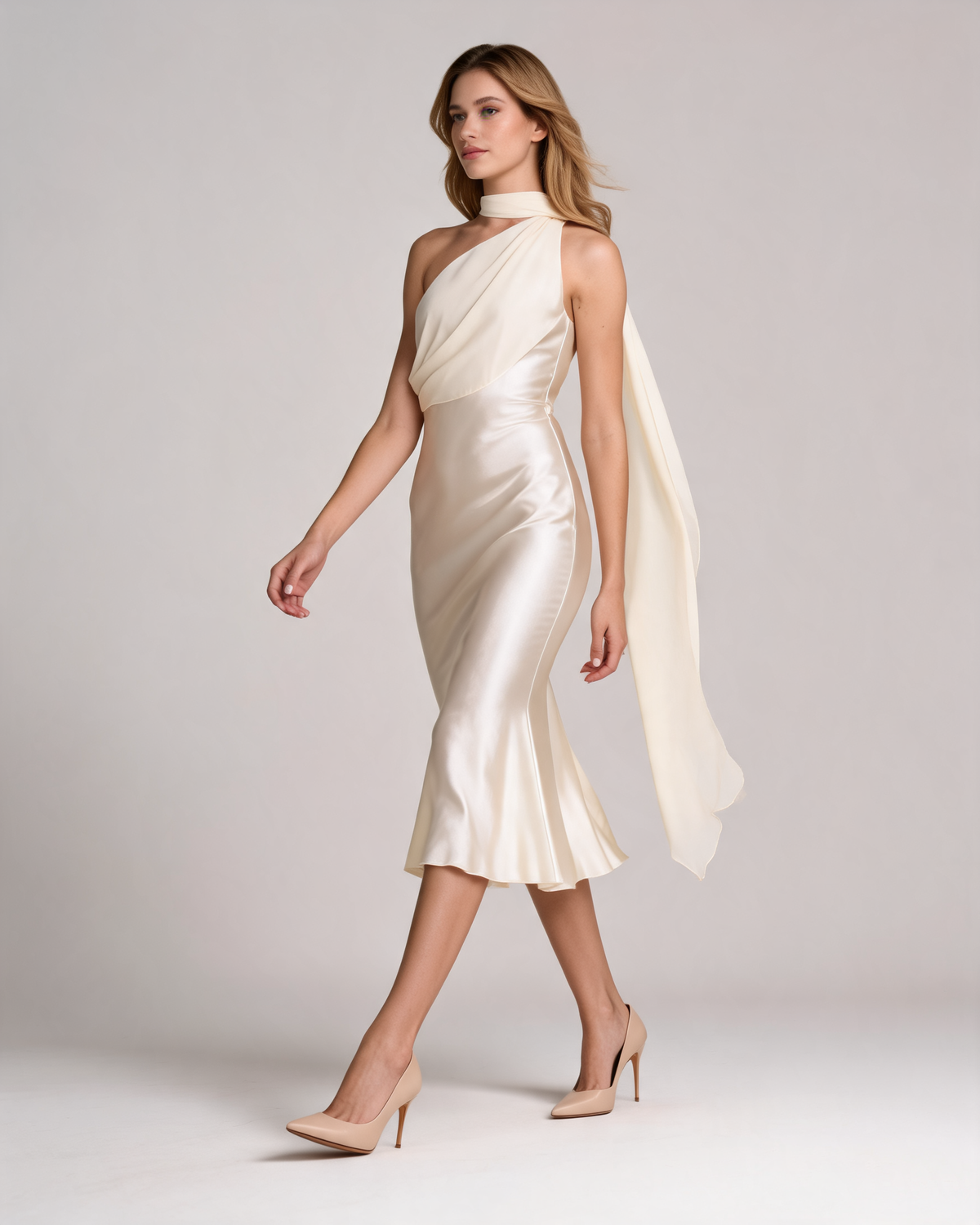 Satin Dress – Delara Scarf Detail Midaxi