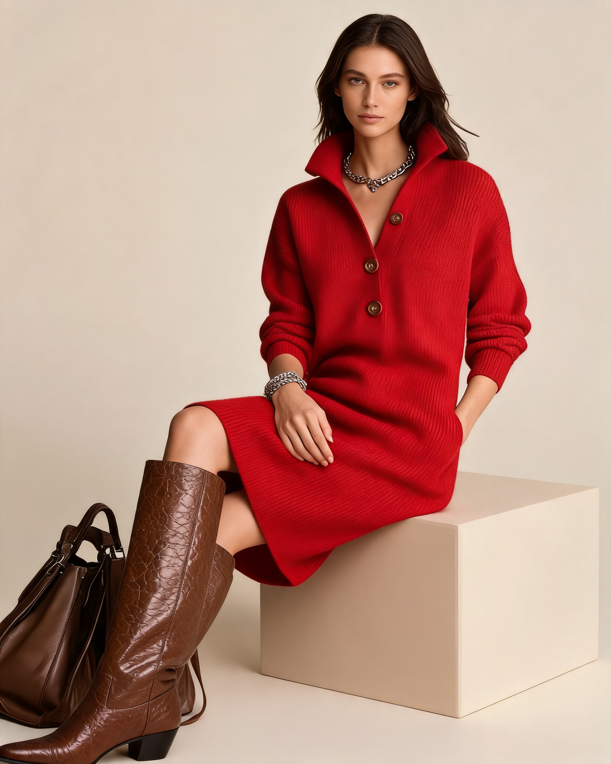 Knitted Dress – Verity Wool Midi