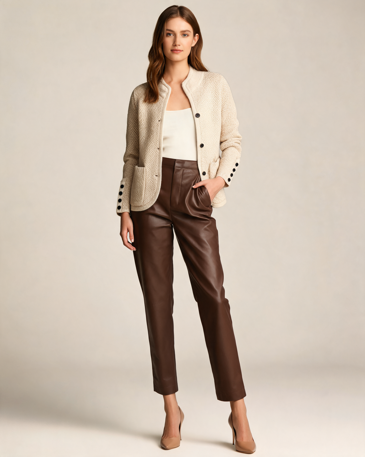 Cardigan – Lucette Open Knit Button Front