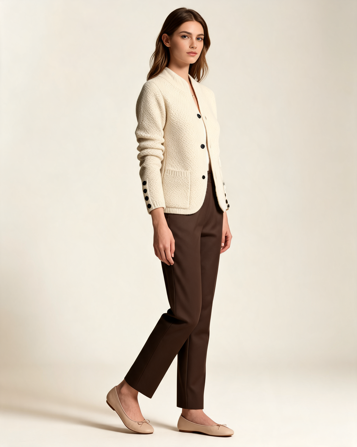 Cardigan – Lucette Open Knit Button Front