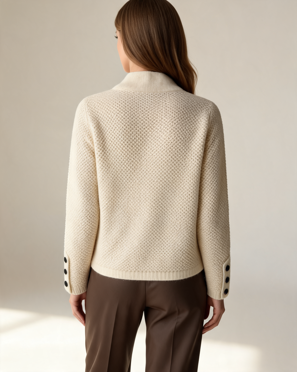 Cardigan – Lucette Open Knit Button Front