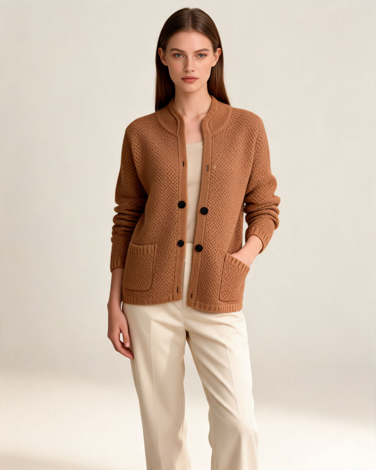 Cardigan – Lucette Open Knit Button Front