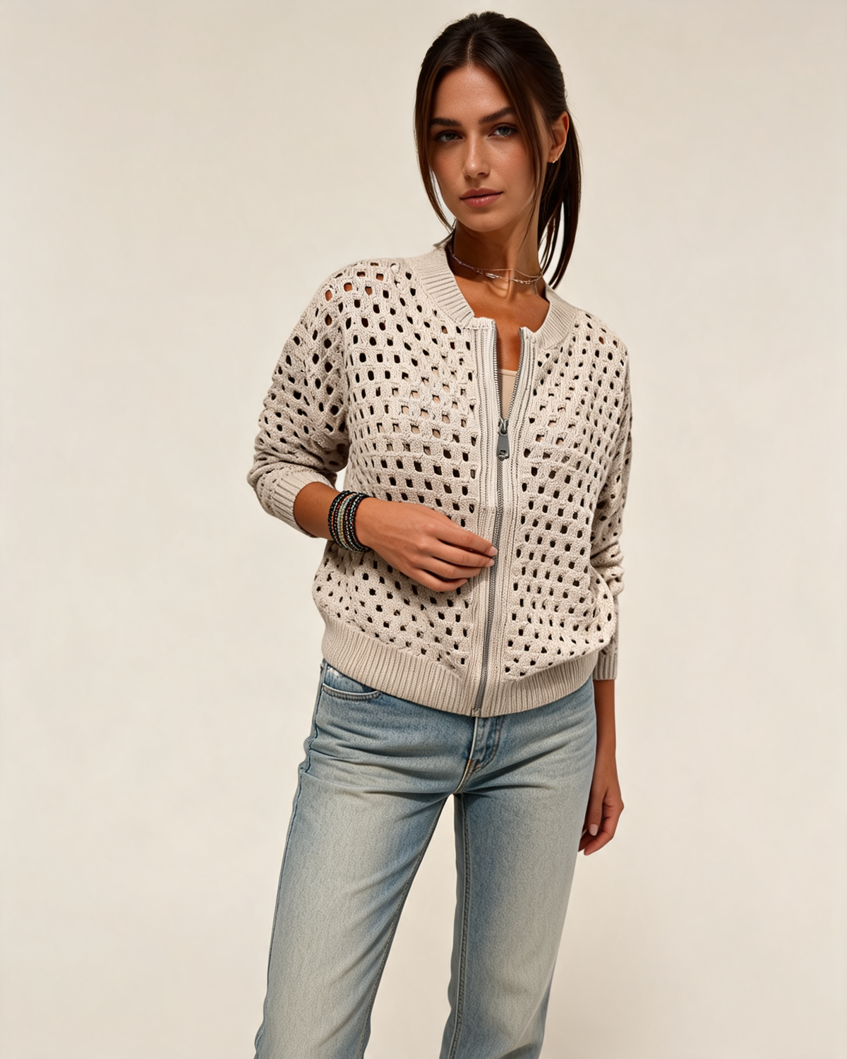 Cardigan – Vianne Zip Front Knit