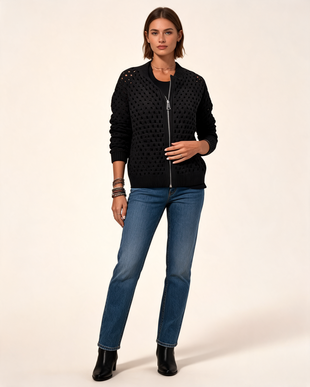 Cardigan – Vianne Zip Front Knit