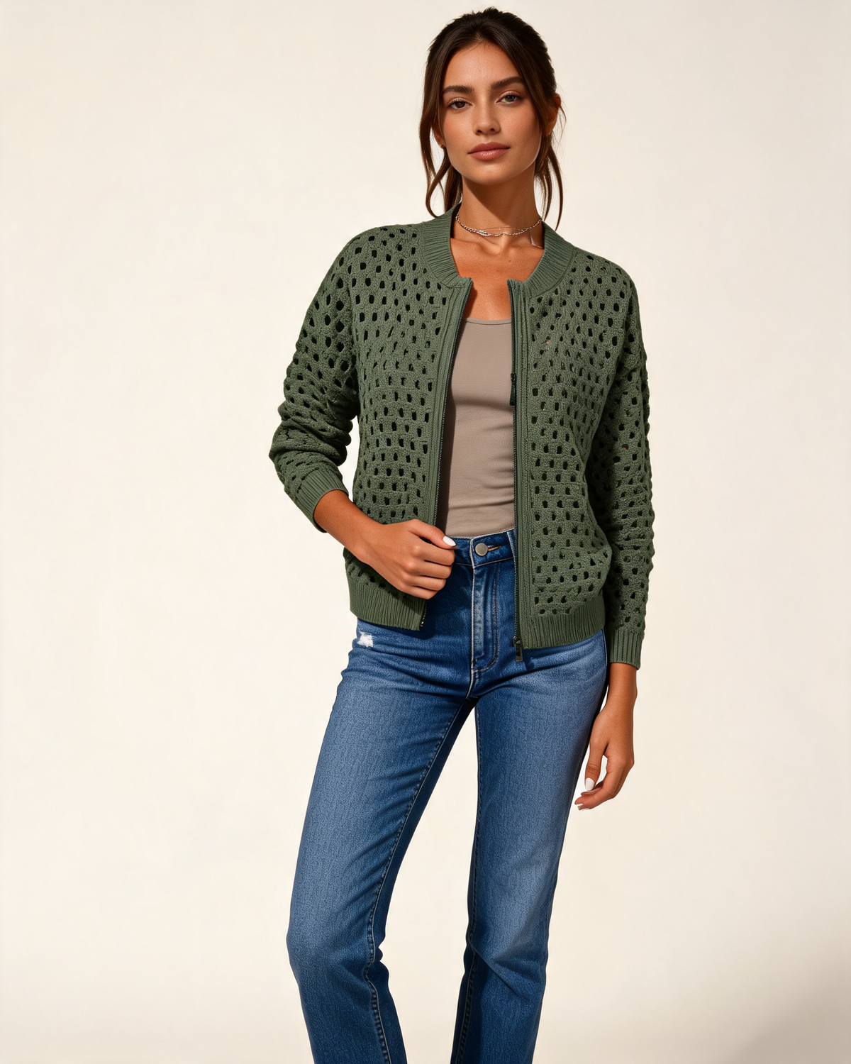 Cardigan – Vianne Zip Front Knit