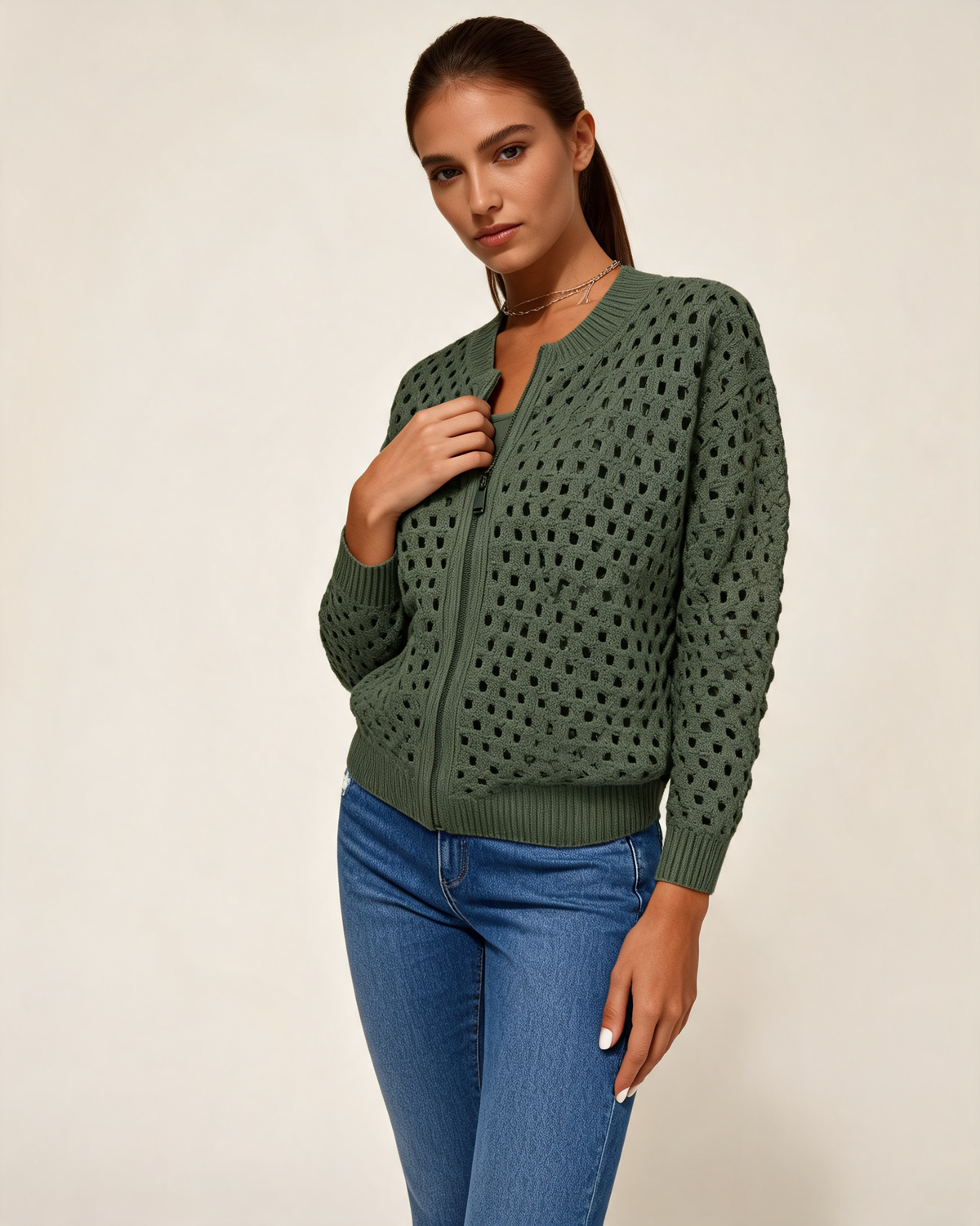 Cardigan – Vianne Zip Front Knit