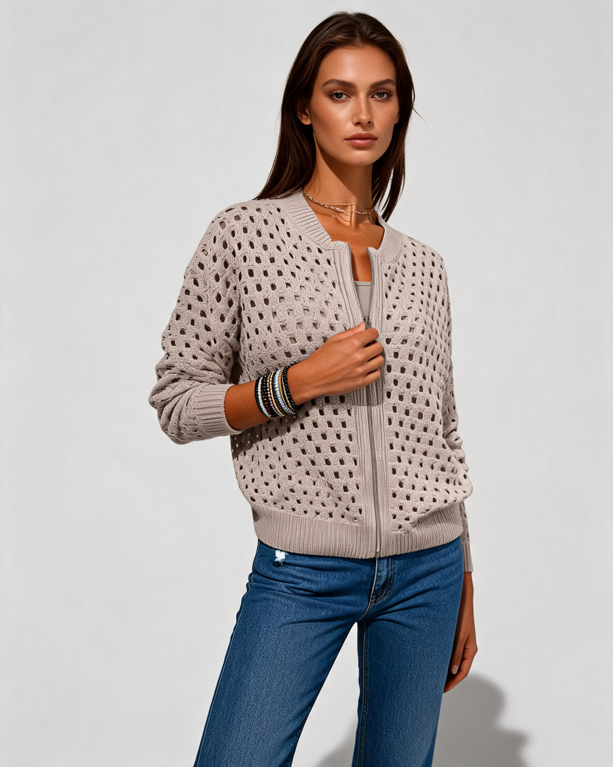Cardigan – Vianne Zip Front Knit