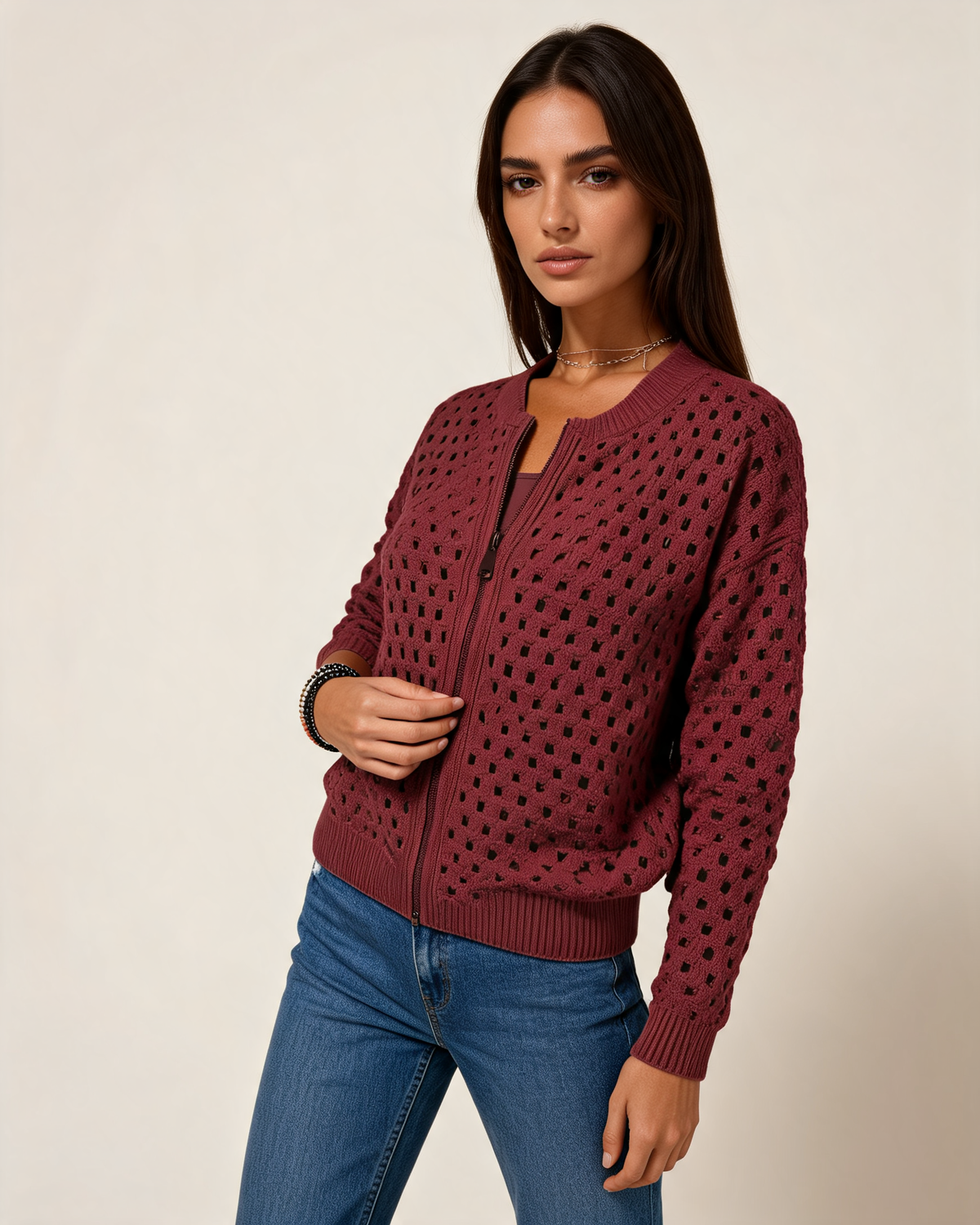 Cardigan – Vianne Zip Front Knit