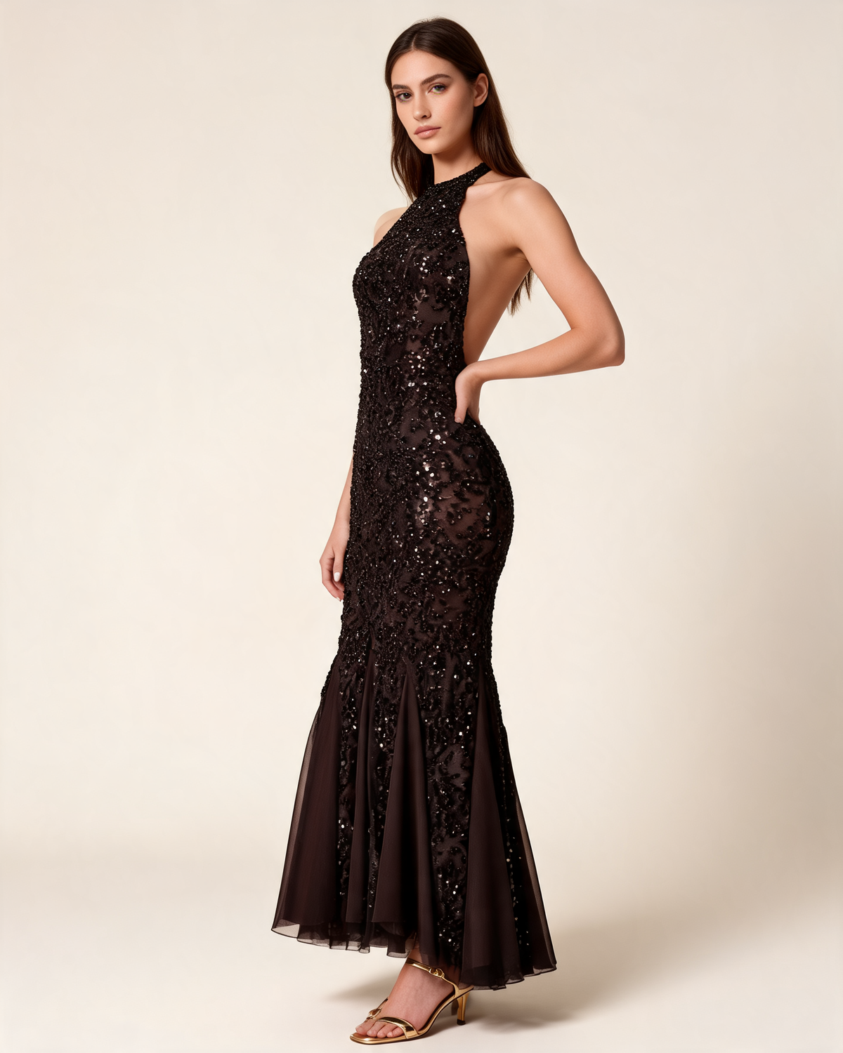Sequin Dress | Black Maxi Party Dress