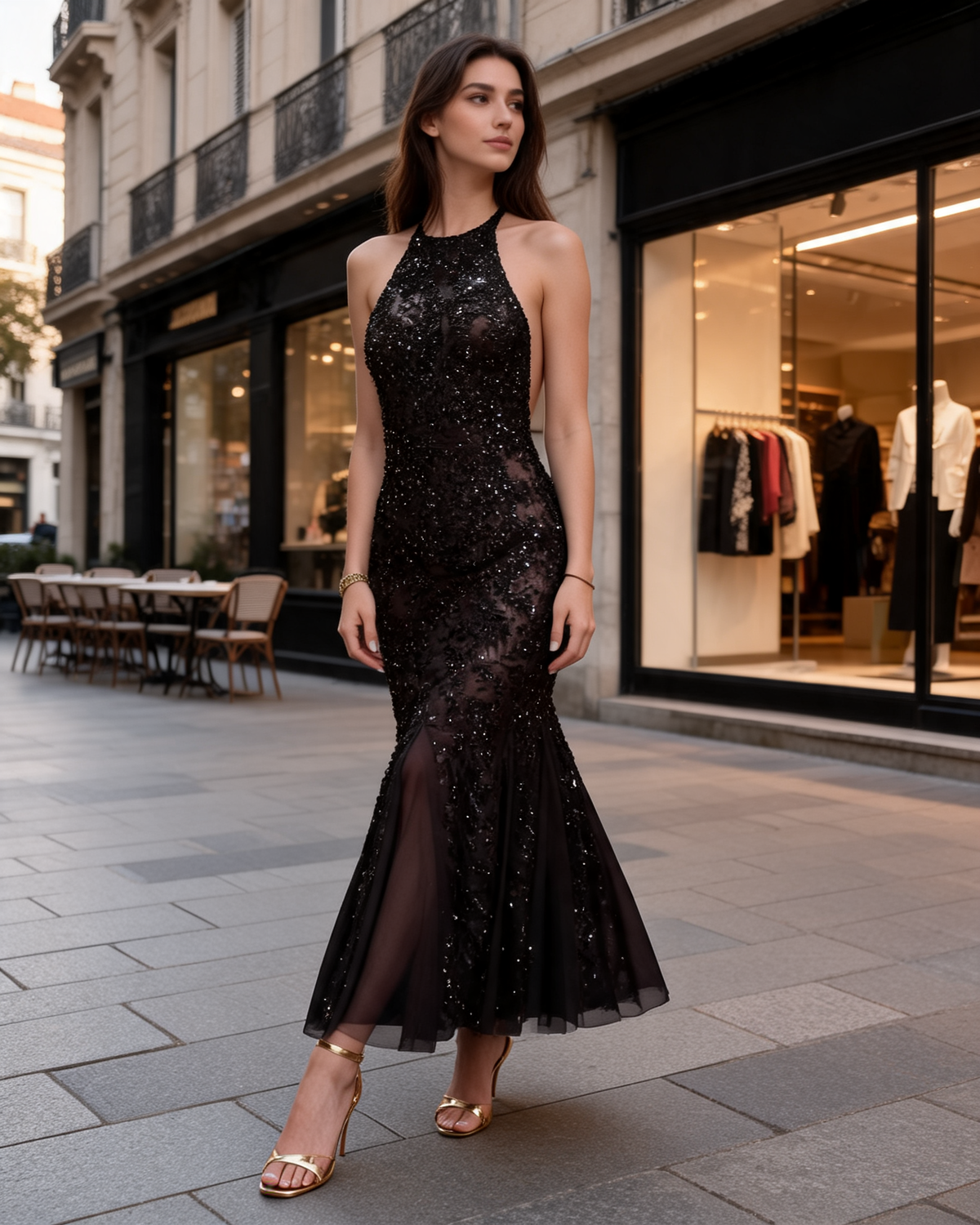 Sequin Dress | Black Maxi Party Dress