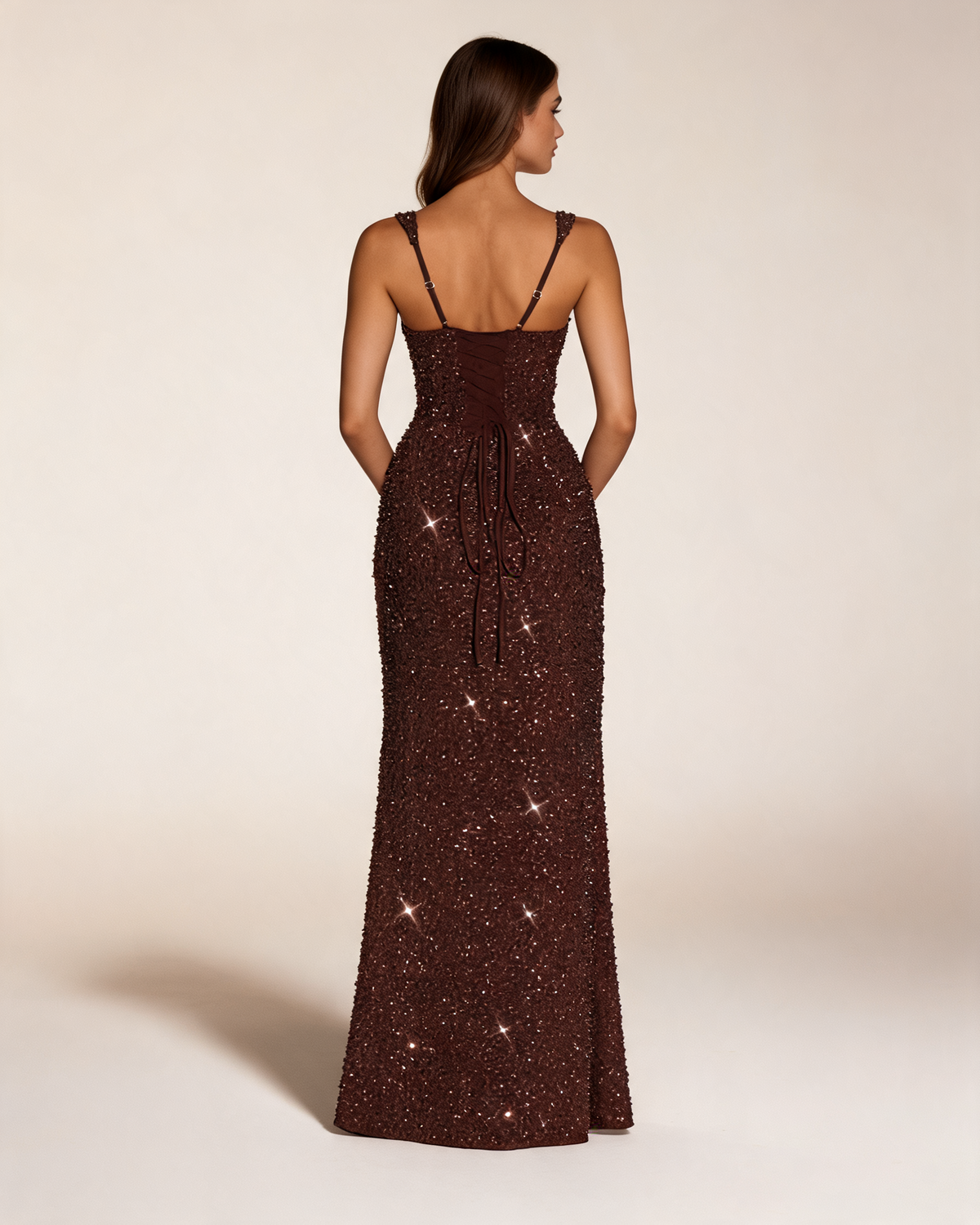 Party Dress | Plum Brown Sparkle Maxi Dress