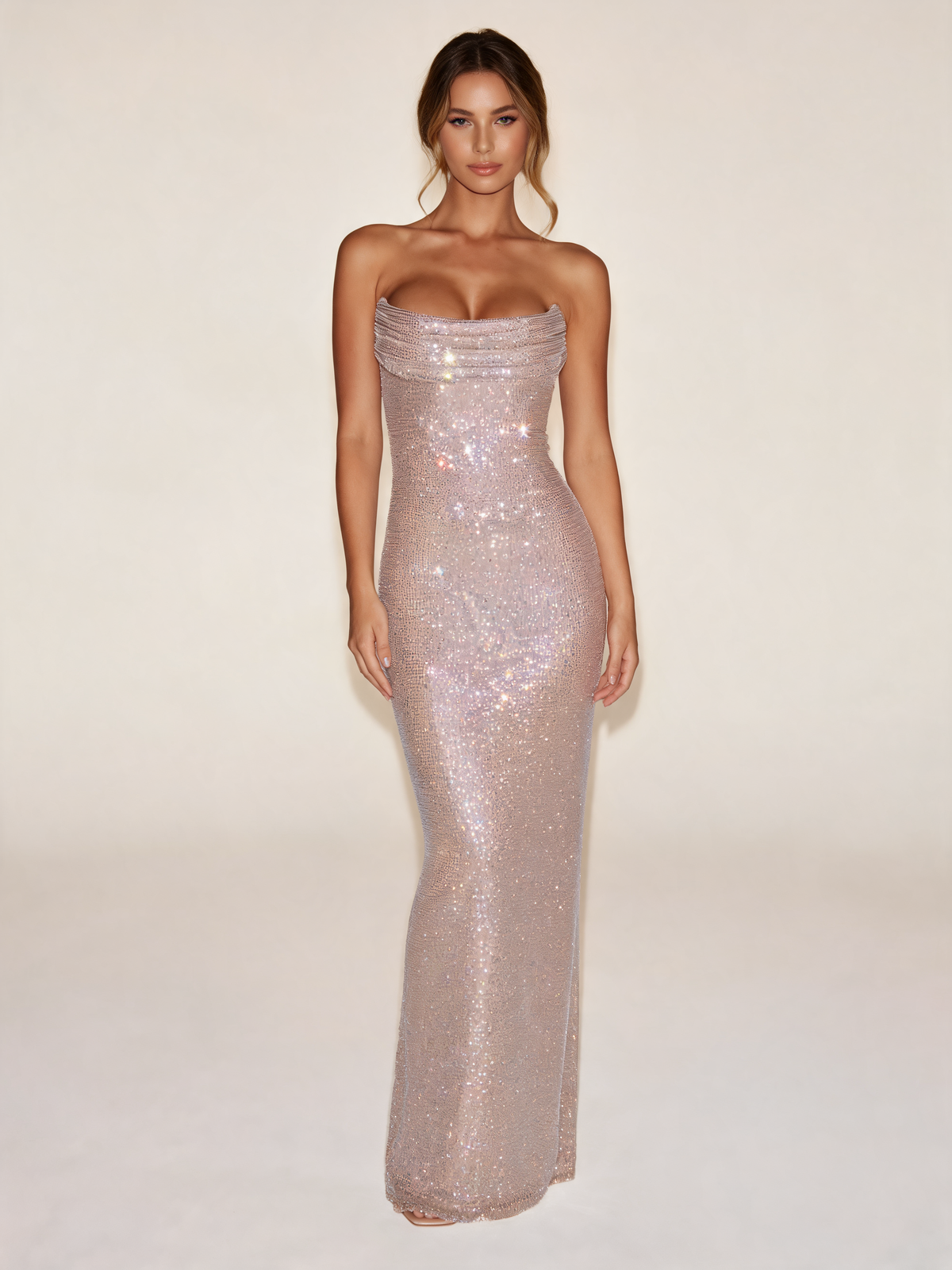 Nude party dress front view
