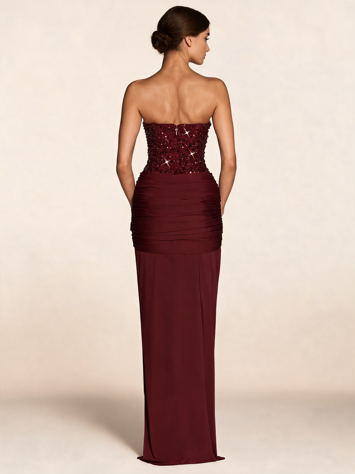 Burgundy party dress back view