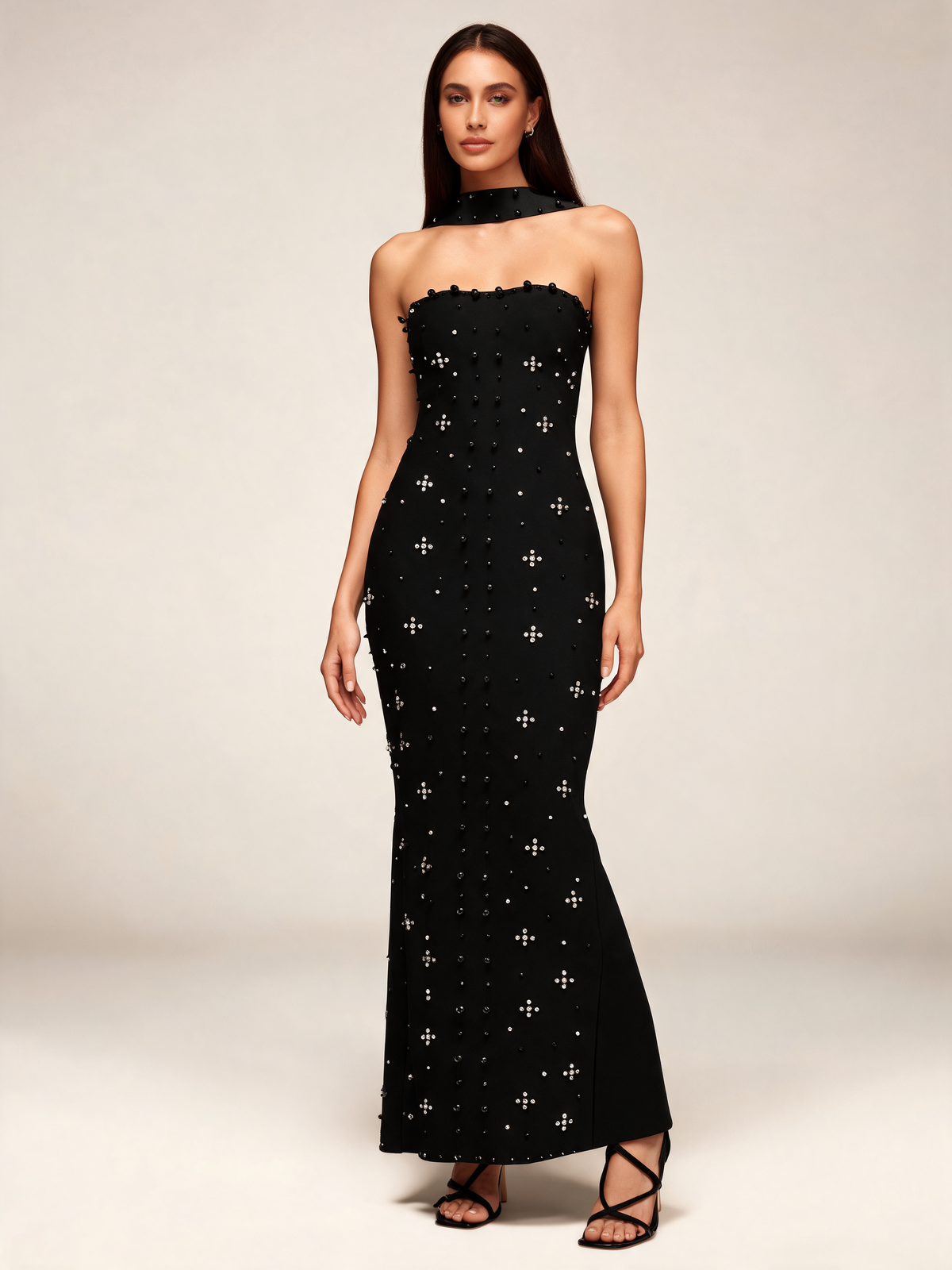 Black party dress front view