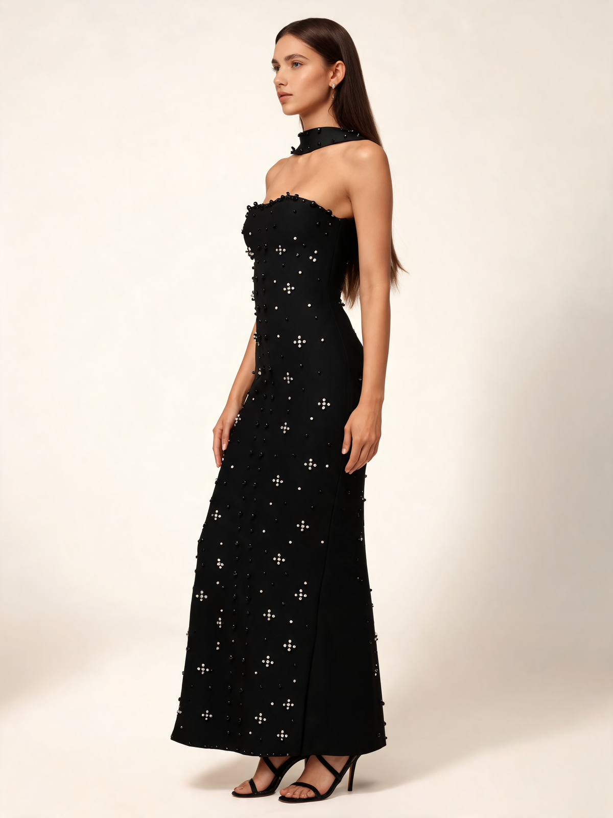 Black party dress side view
