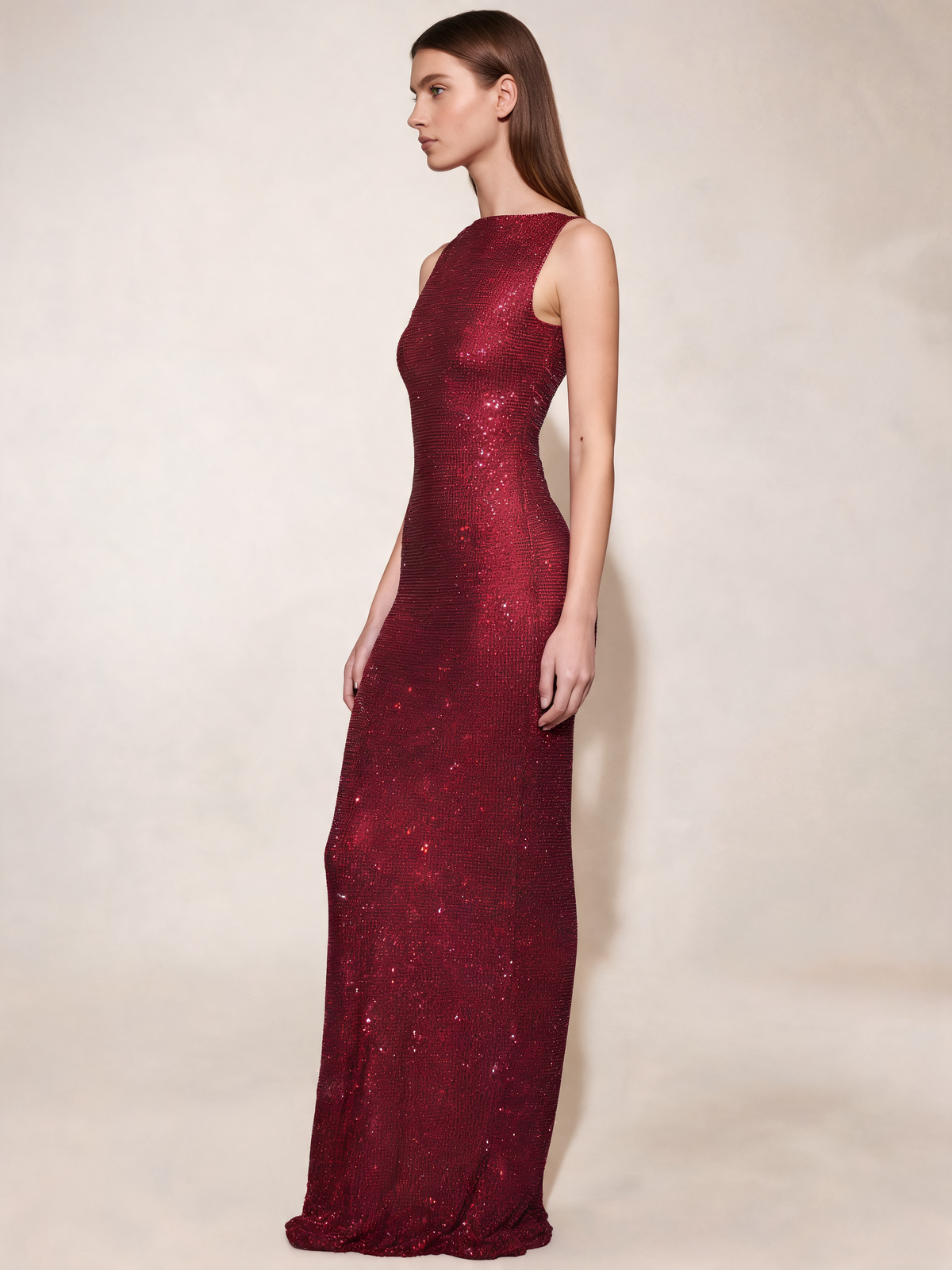 Red dress side view