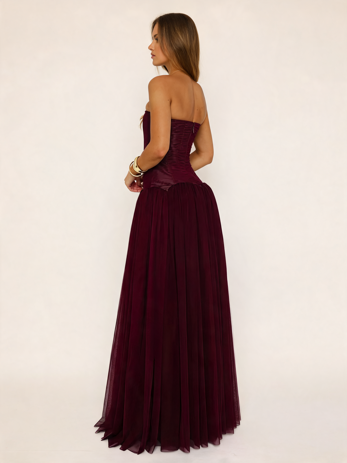 Burgundy dress back view