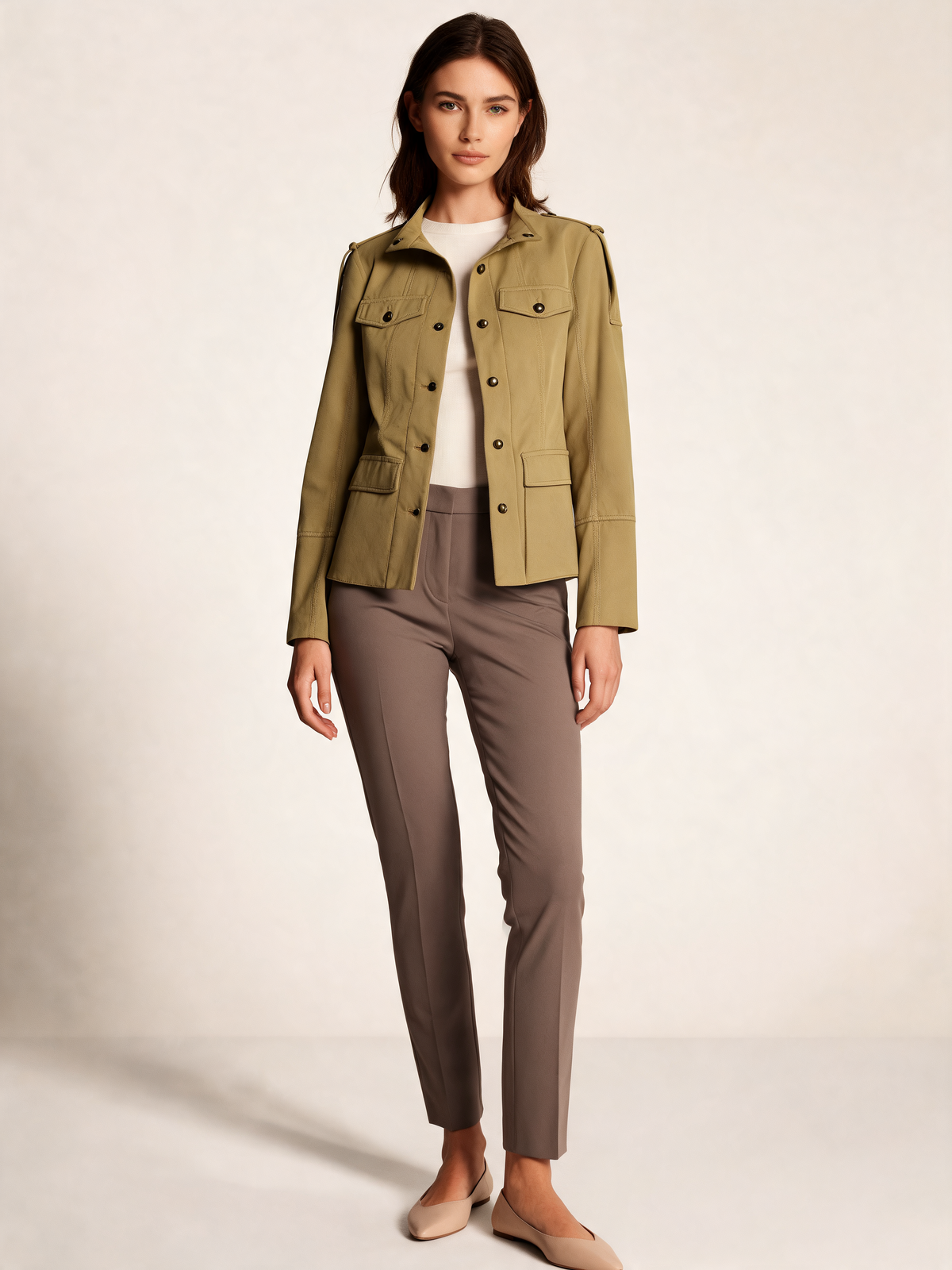 Khaki women's jacket front view