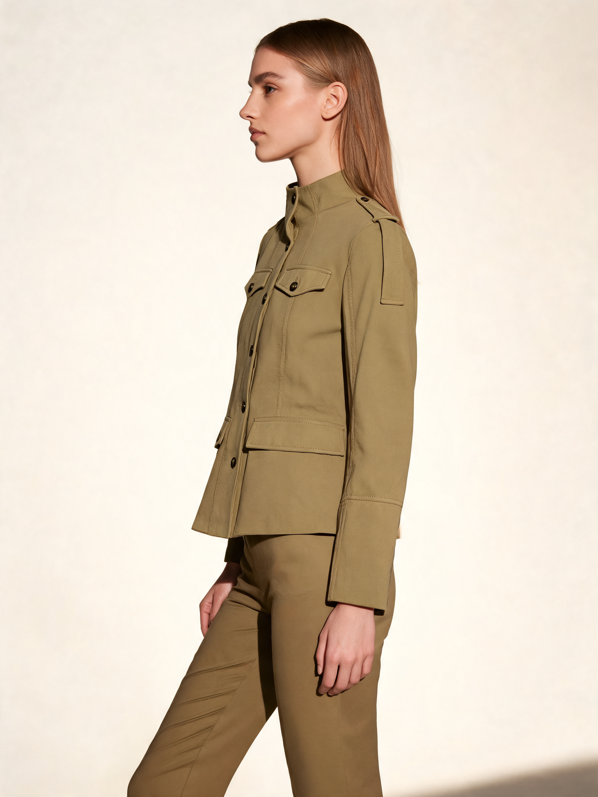 Khaki women's jacket side view
