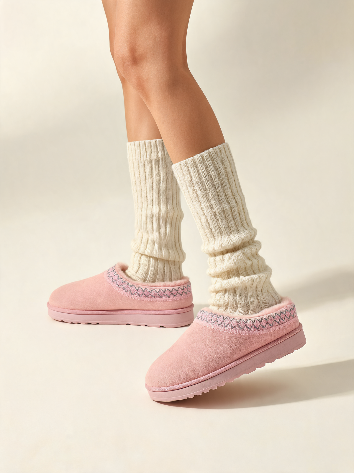 Pink women's slippers side view