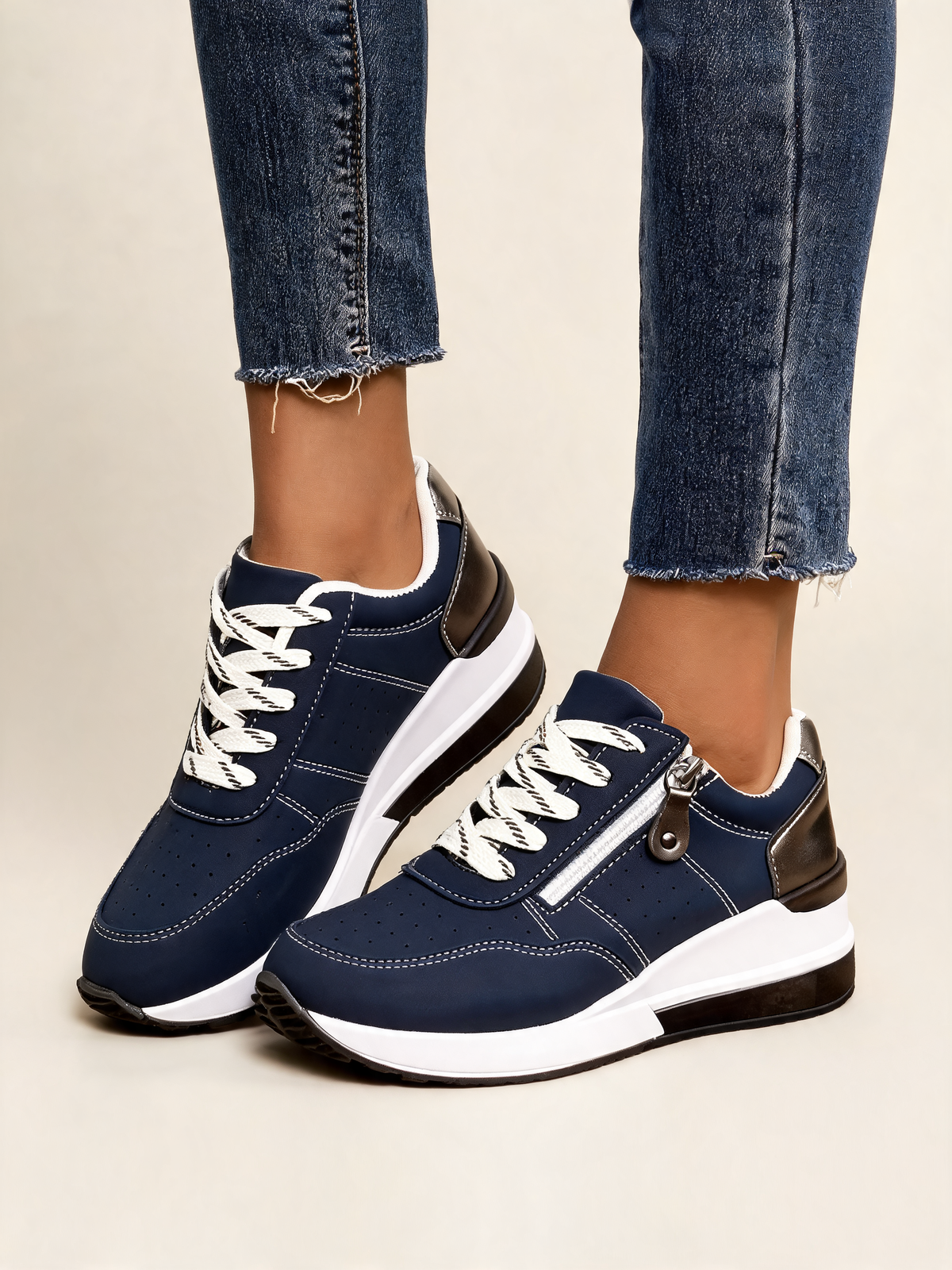 Navy women's trainers close-up