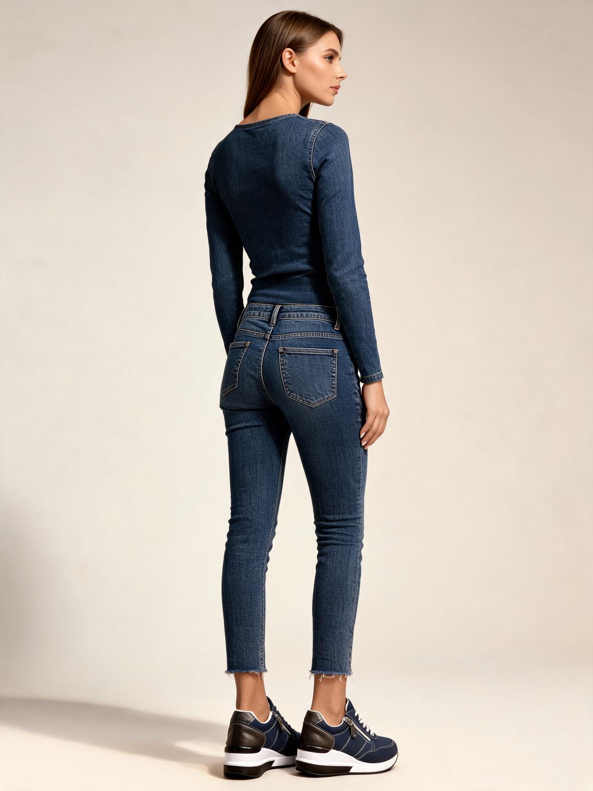 Navy women's trainers back view
