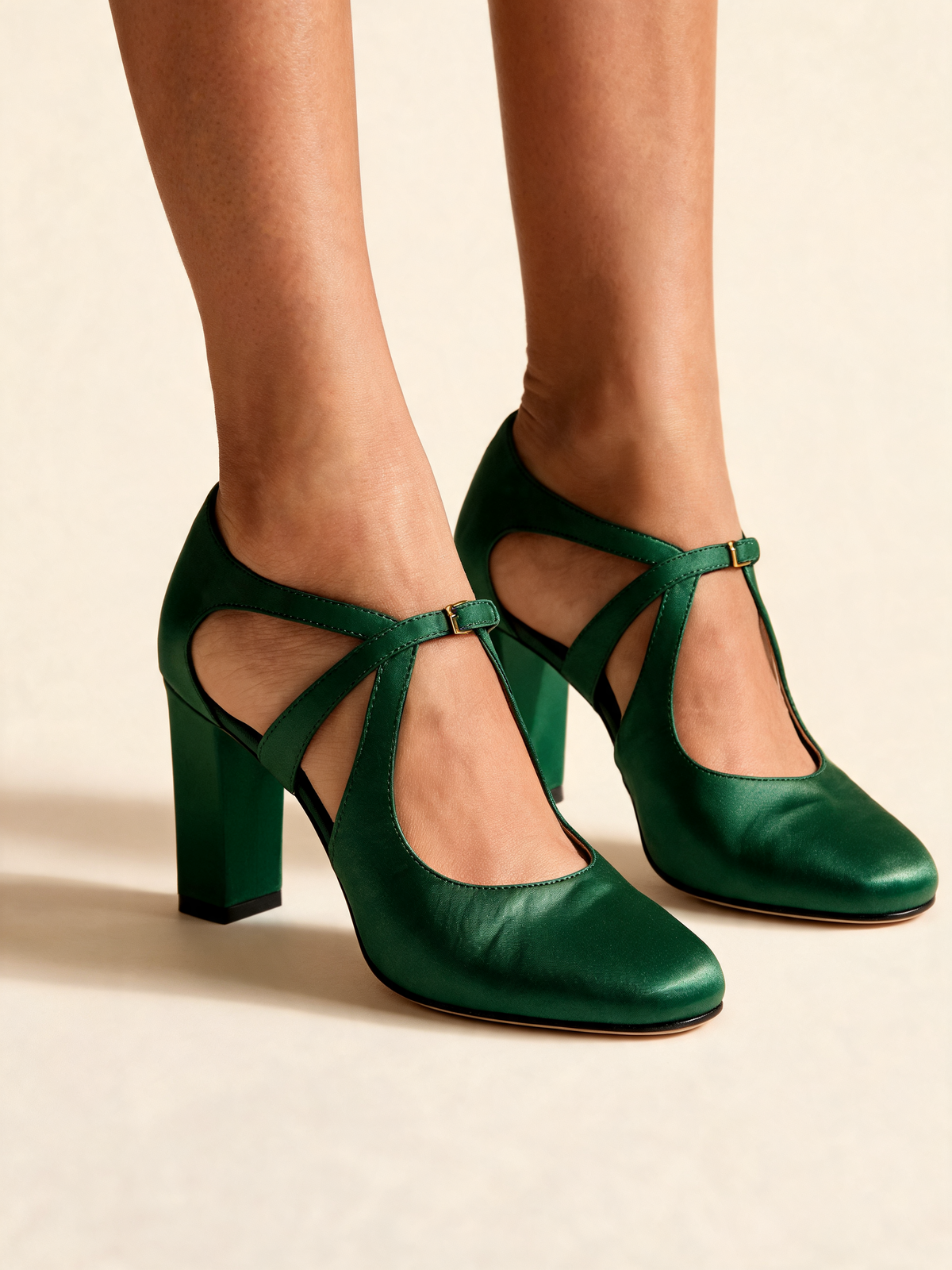 Green heels close-up
