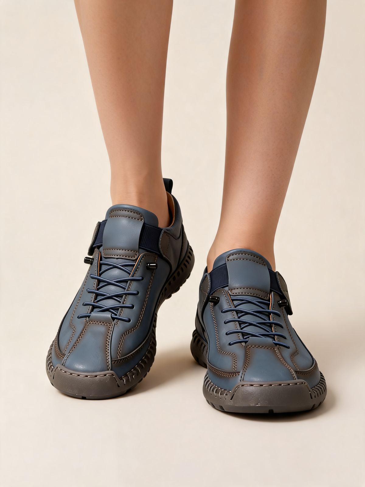 Blue Grey women's trainers close-up
