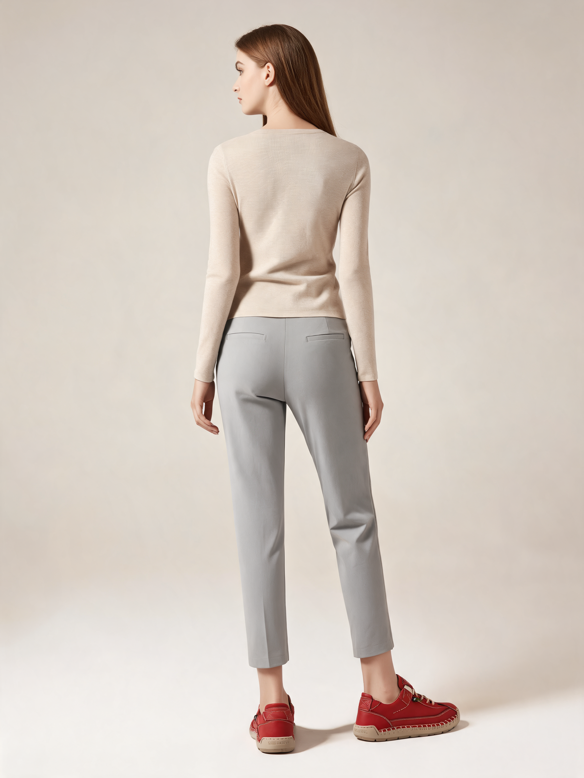 Red women's trainers back view