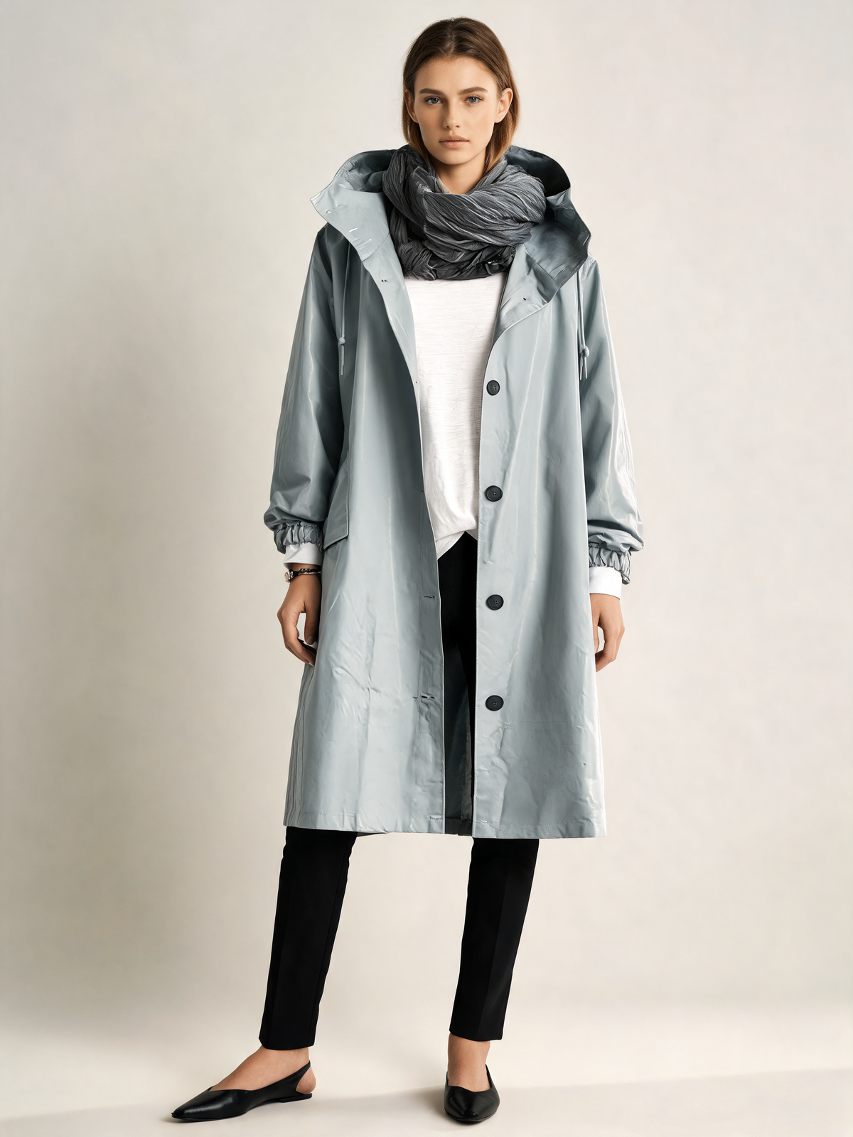 Light Blue trench coat front view