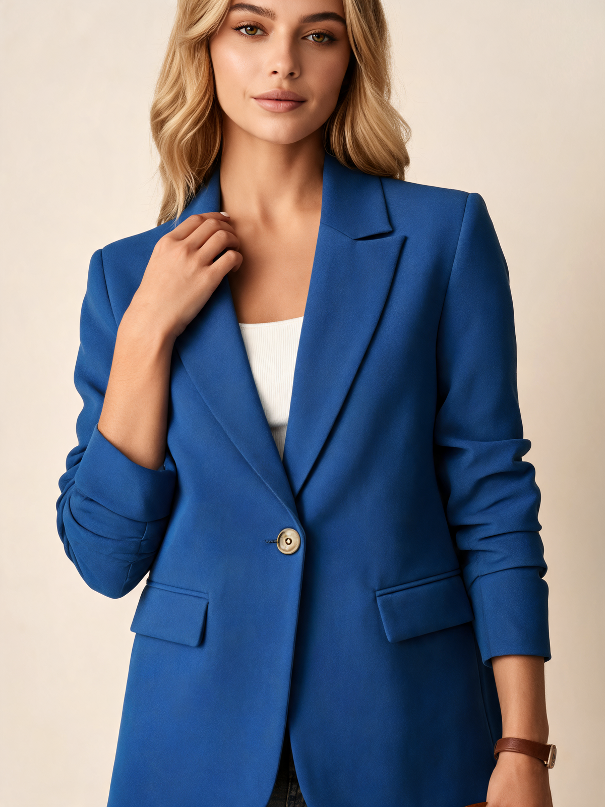 Cobalt Blue women's blazer close-up