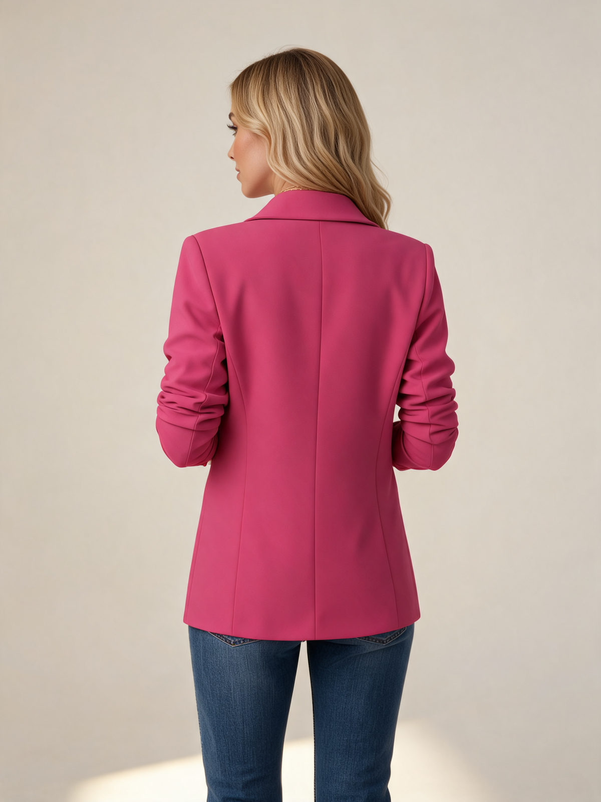 Fuchsia women's blazer back view