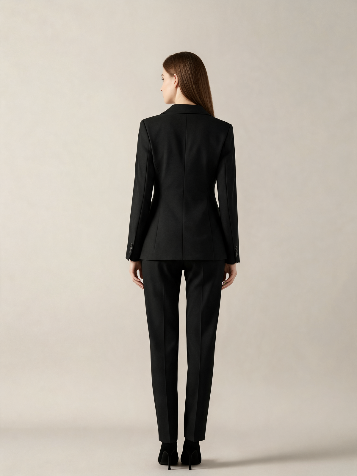 Black women's suit back view