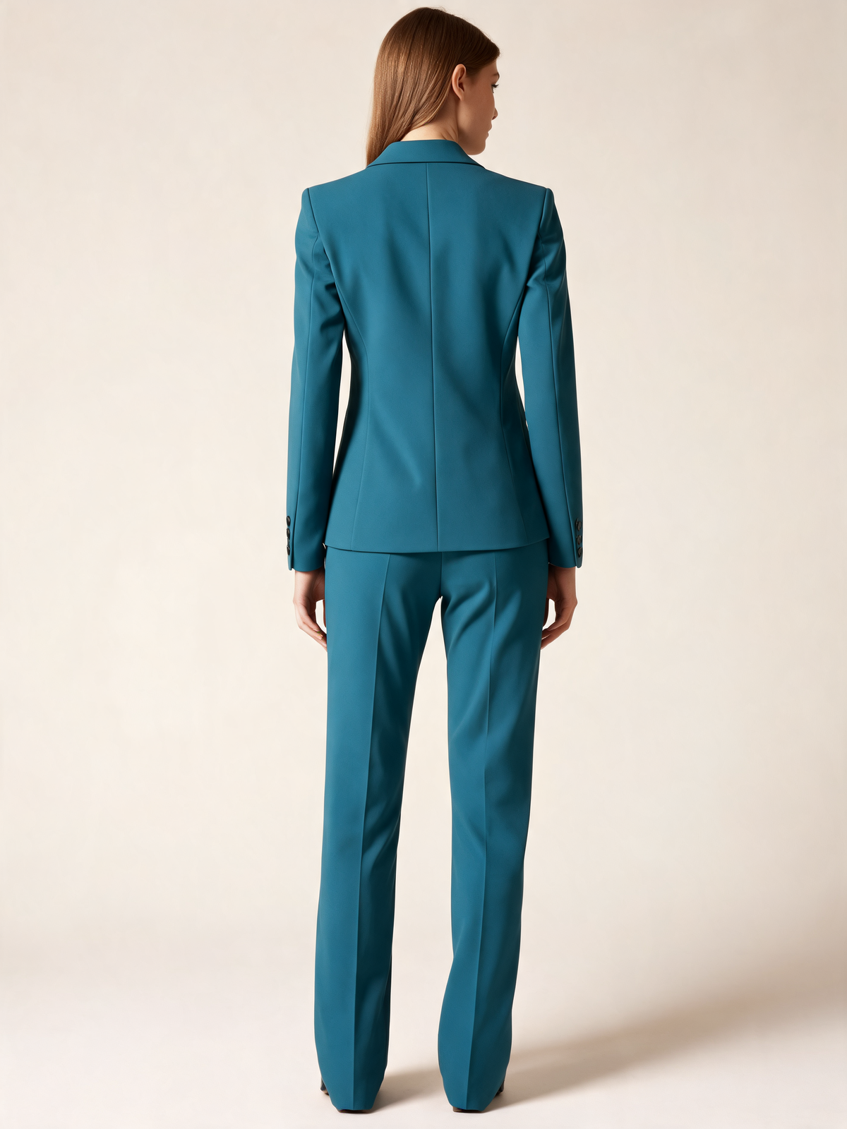Teal women's suit back view