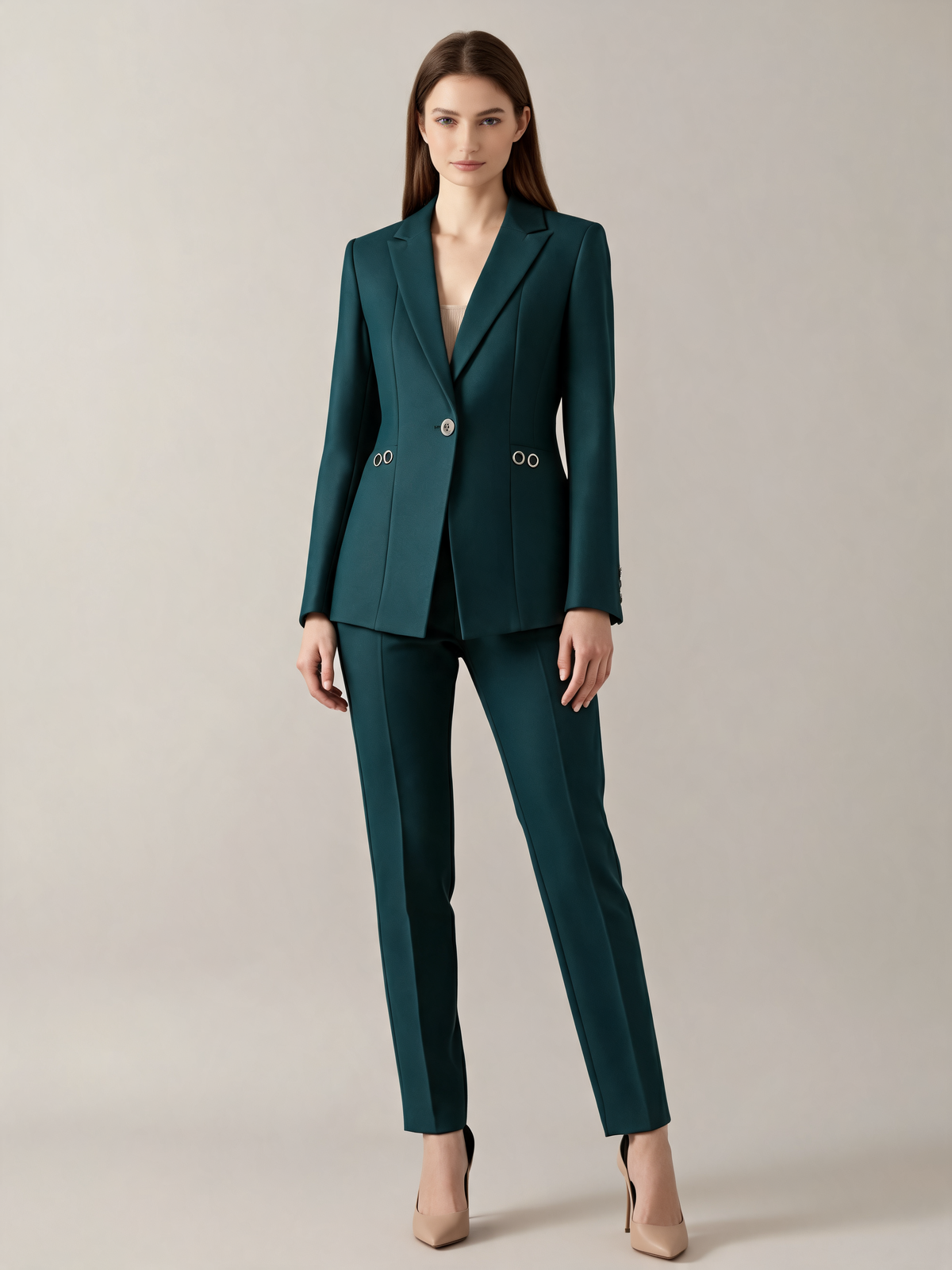 Dark Green women's suit front view