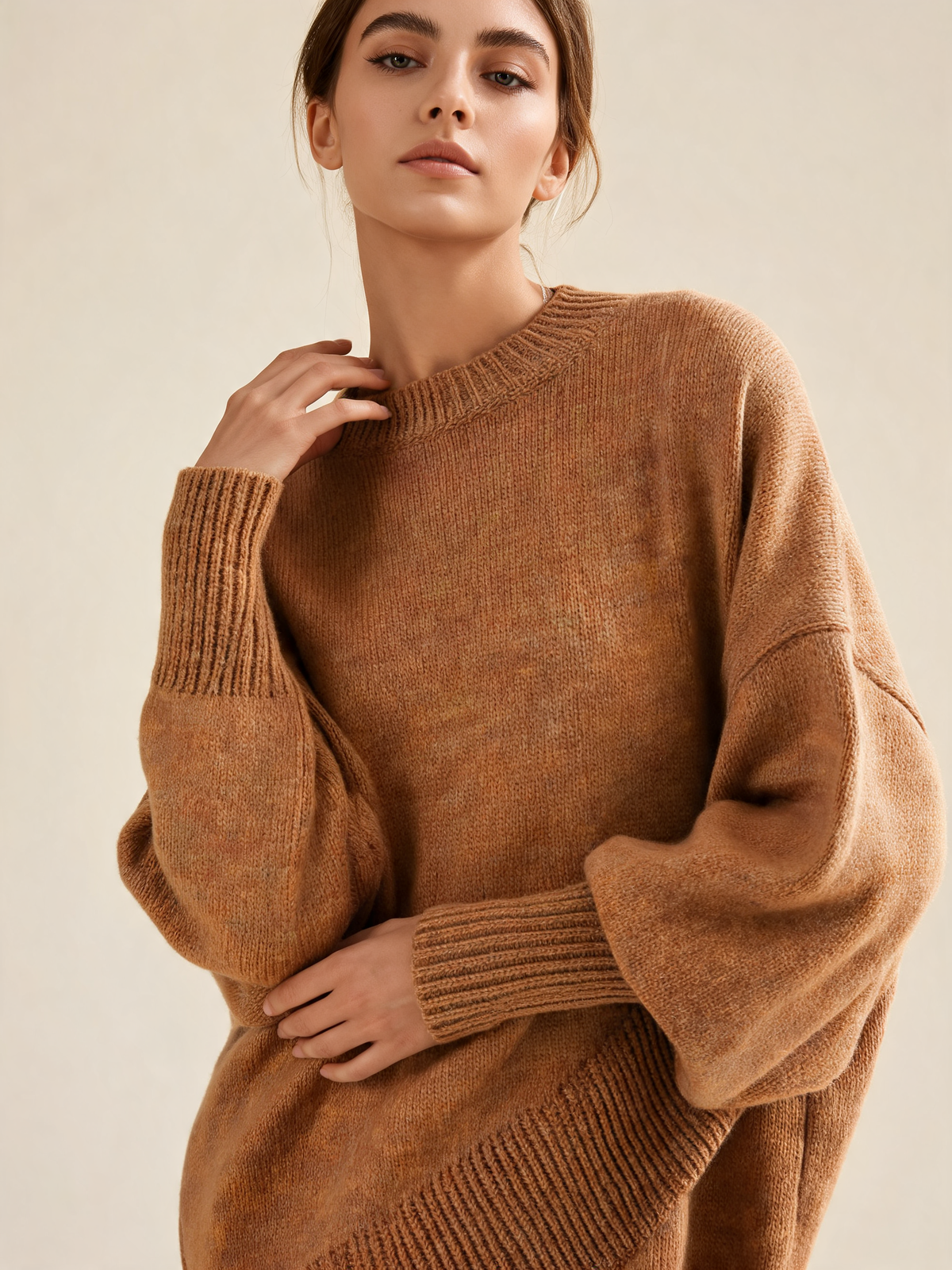 Camel women's jumper close-up
