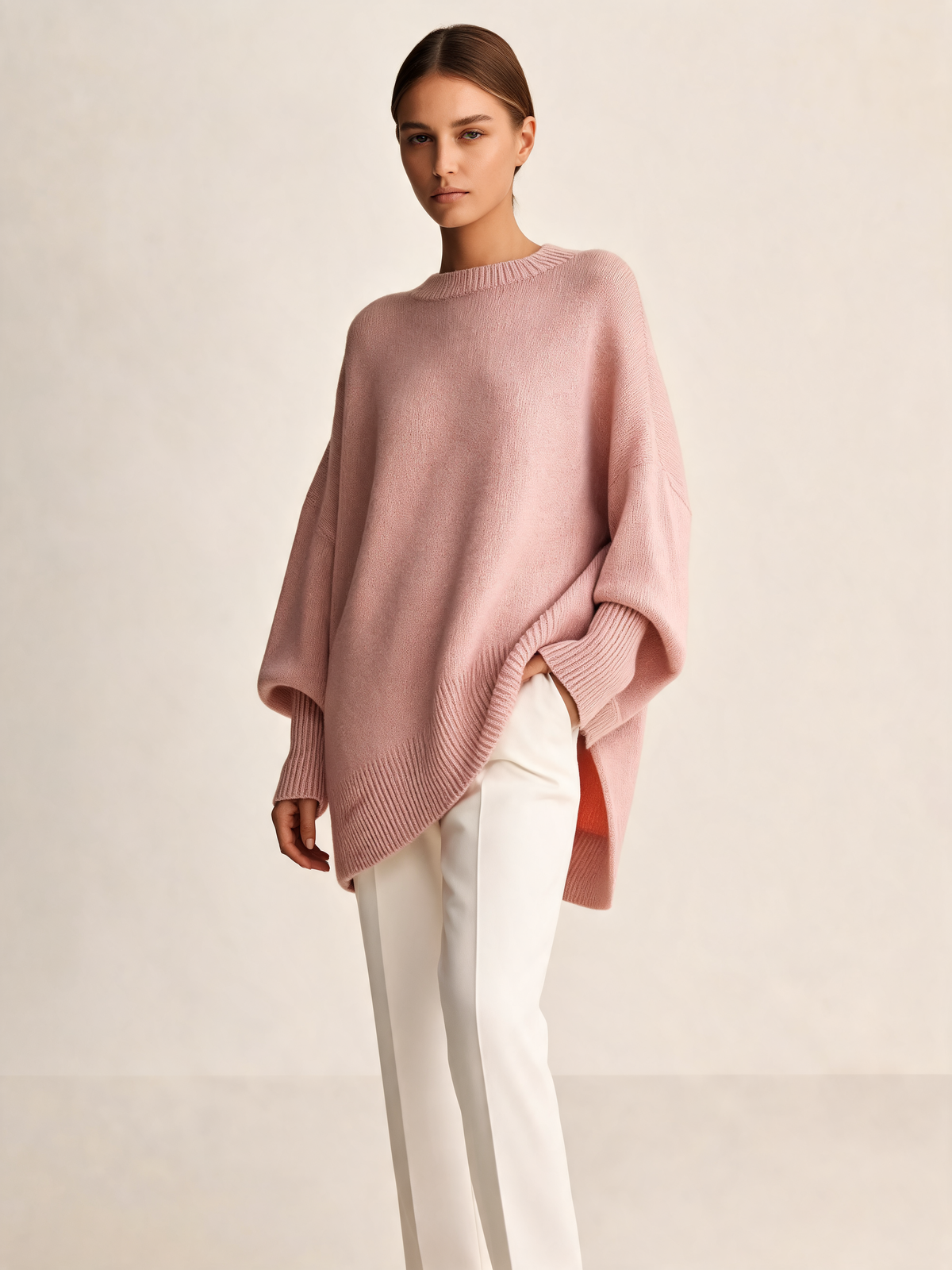 Pink women's jumper three-quarter view