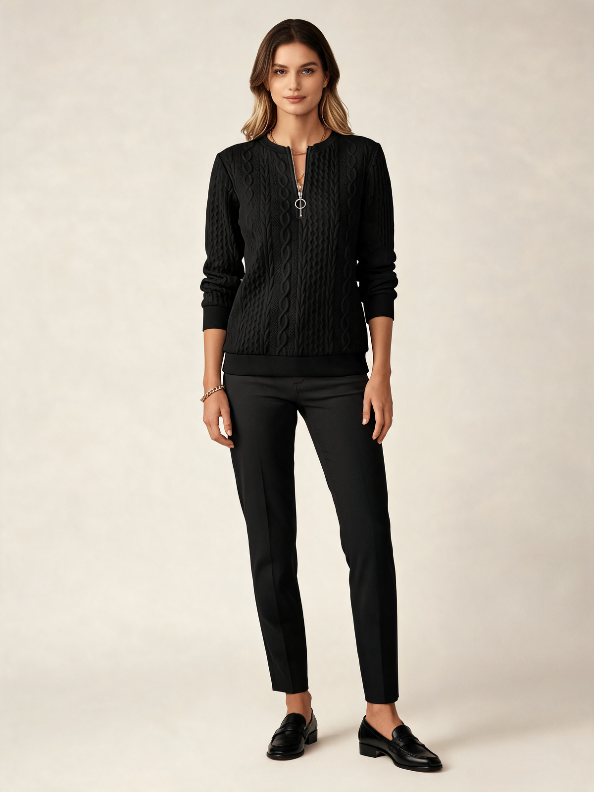 Black knitted jumper front view