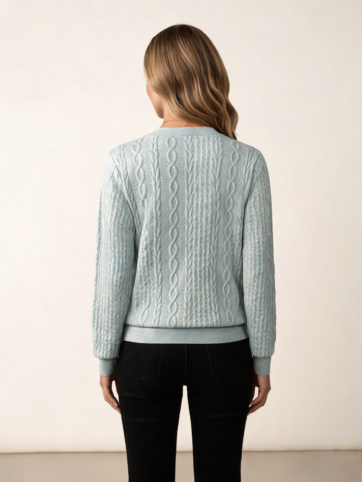 Sage knitted jumper back view