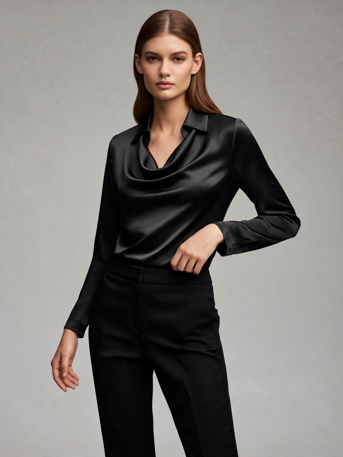 Black blouse three-quarter view