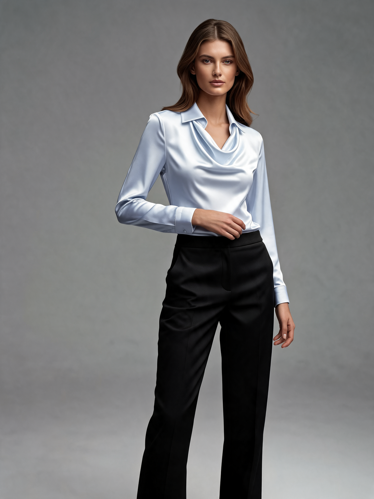 Light Blue blouse three-quarter view