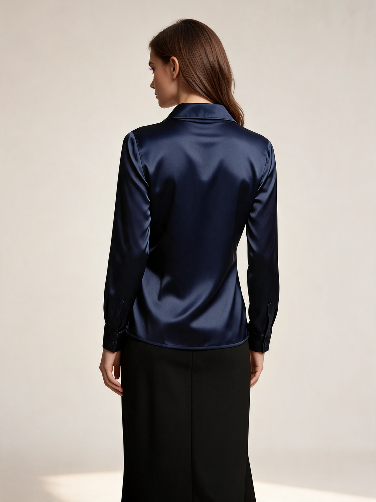 Navy blouse back view