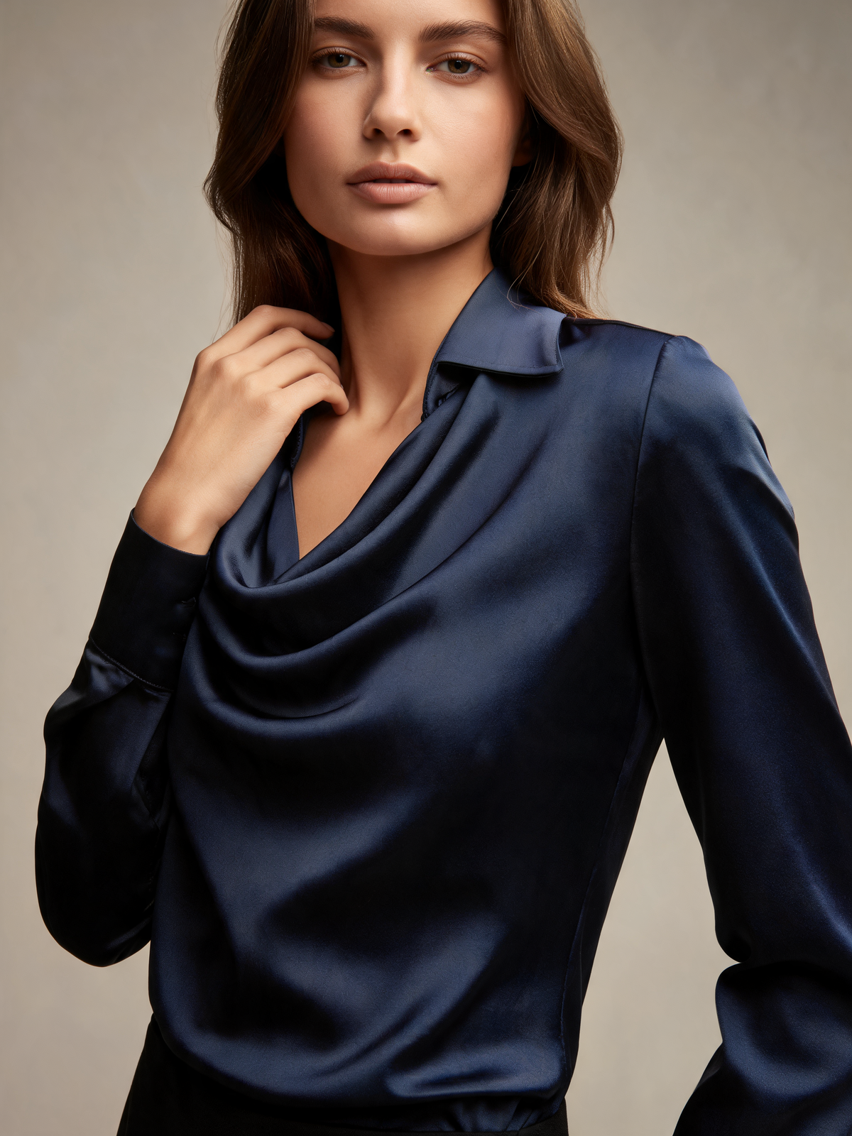 Navy blouse close-up
