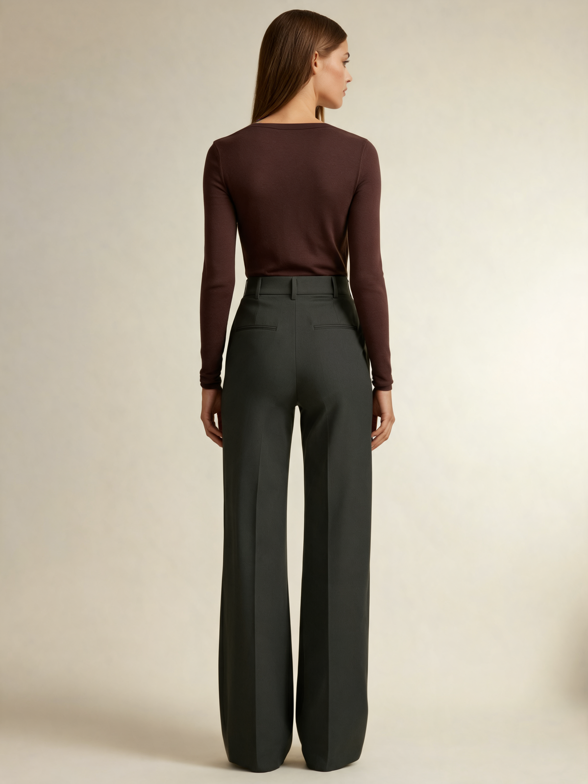 Charcoal wide leg trousers back view